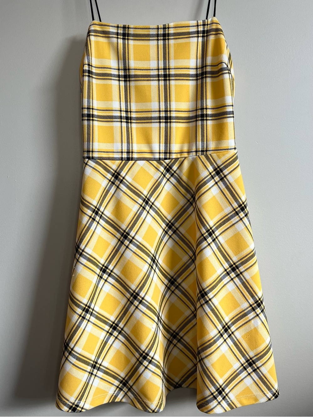 As if! Urban Heritage Yellow Plaid Slip Dress Spaghetti Strap Mini Dress Size M